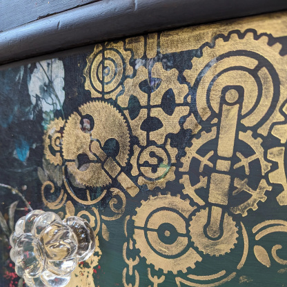 Victorian Gothic Botanical Mixed Media Artistic Dark Wood Locker