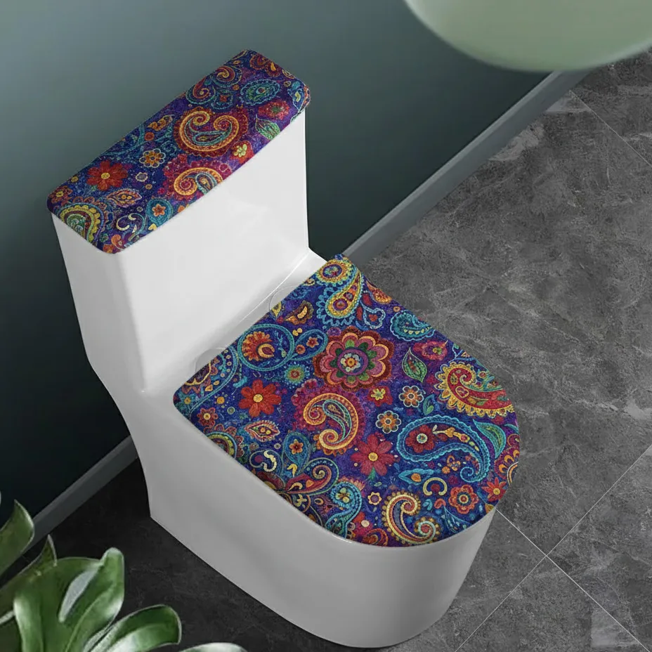 Hippie Bohemian Flower Peace Sign Soft Padded Toilet Seat Cover