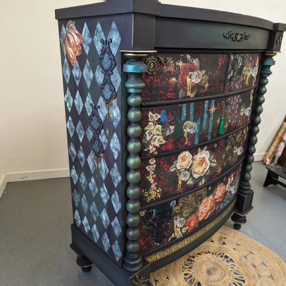 Victorian Gothic Botanical Mixed Media Artistic Dark Wood Locker