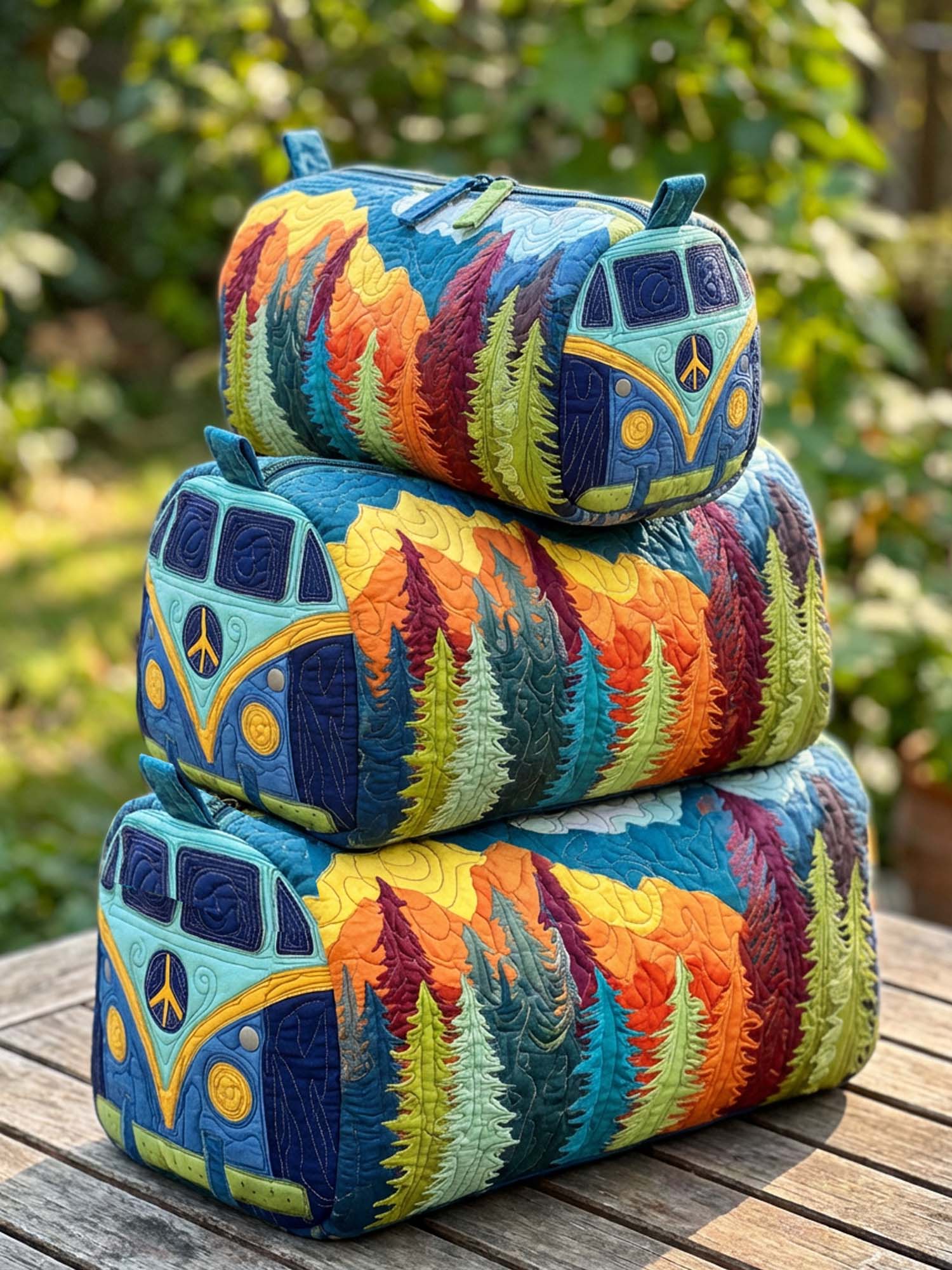 Hippie Van Cotton Quilted Cosmetic Bag