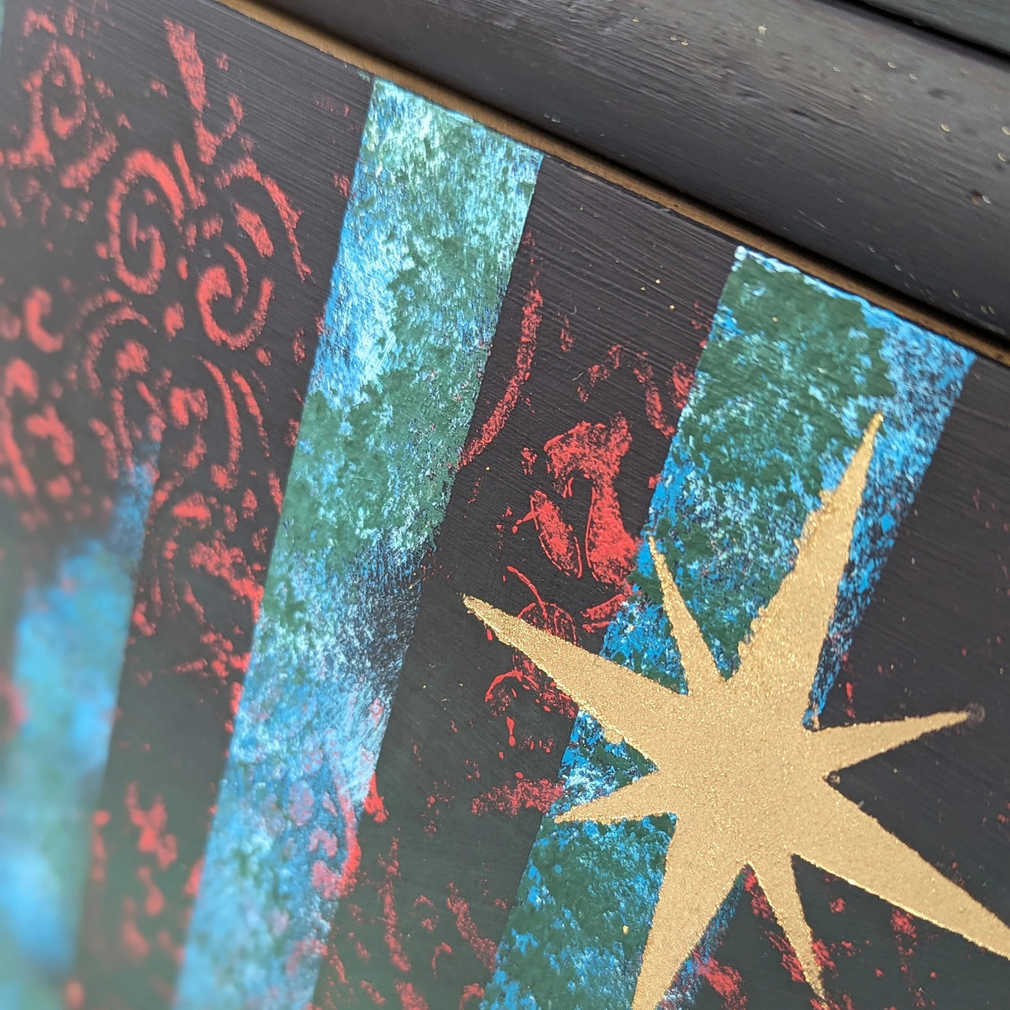 Fantasy Dragon Mythical Beast Hand-Painted Teal Floral Art Locker