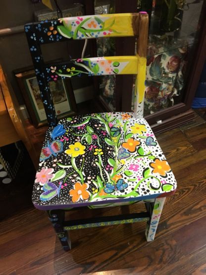 Hippie colorful Bohemian style circular garden pattern decorative armchair