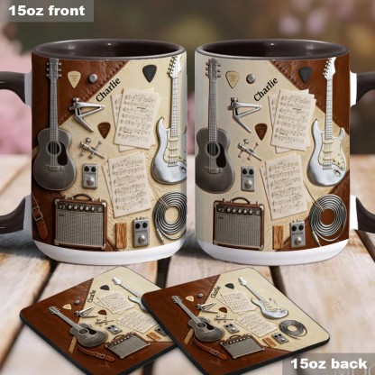 Musical Artistic Guitar Instruments Pattern Personalized Ceramic Coffee Mug