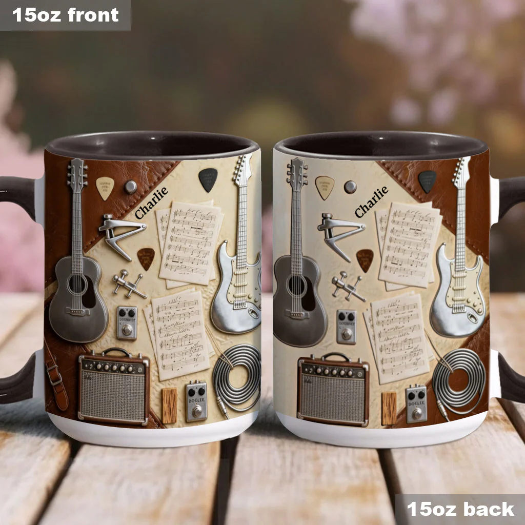 Musical Artistic Guitar Instruments Pattern Personalized Ceramic Coffee Mug