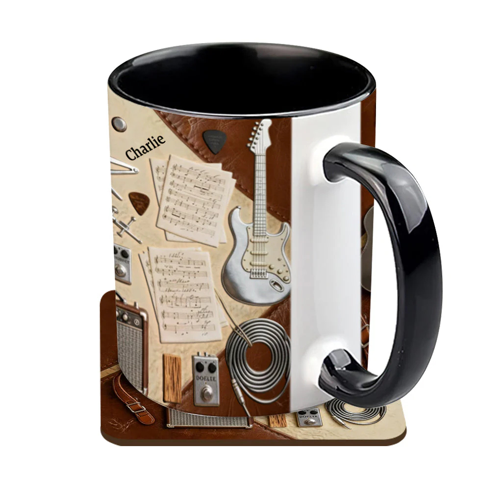 Musical Artistic Guitar Instruments Pattern Personalized Ceramic Coffee Mug
