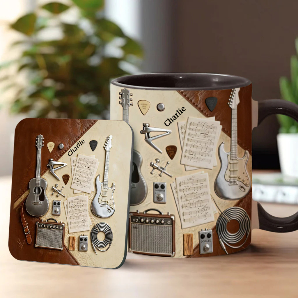 Musical Artistic Guitar Instruments Pattern Personalized Ceramic Coffee Mug