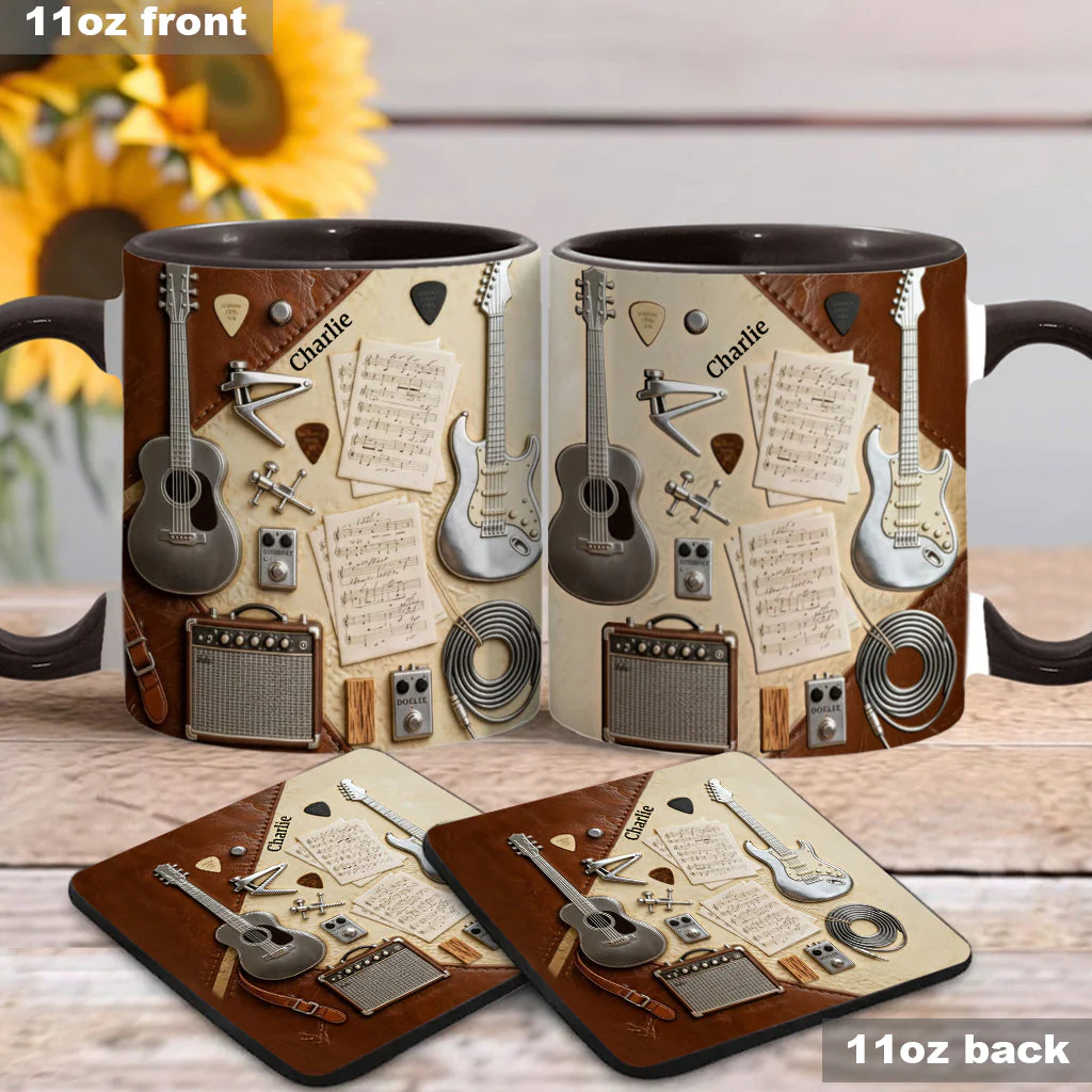 Musical Artistic Guitar Instruments Pattern Personalized Ceramic Coffee Mug