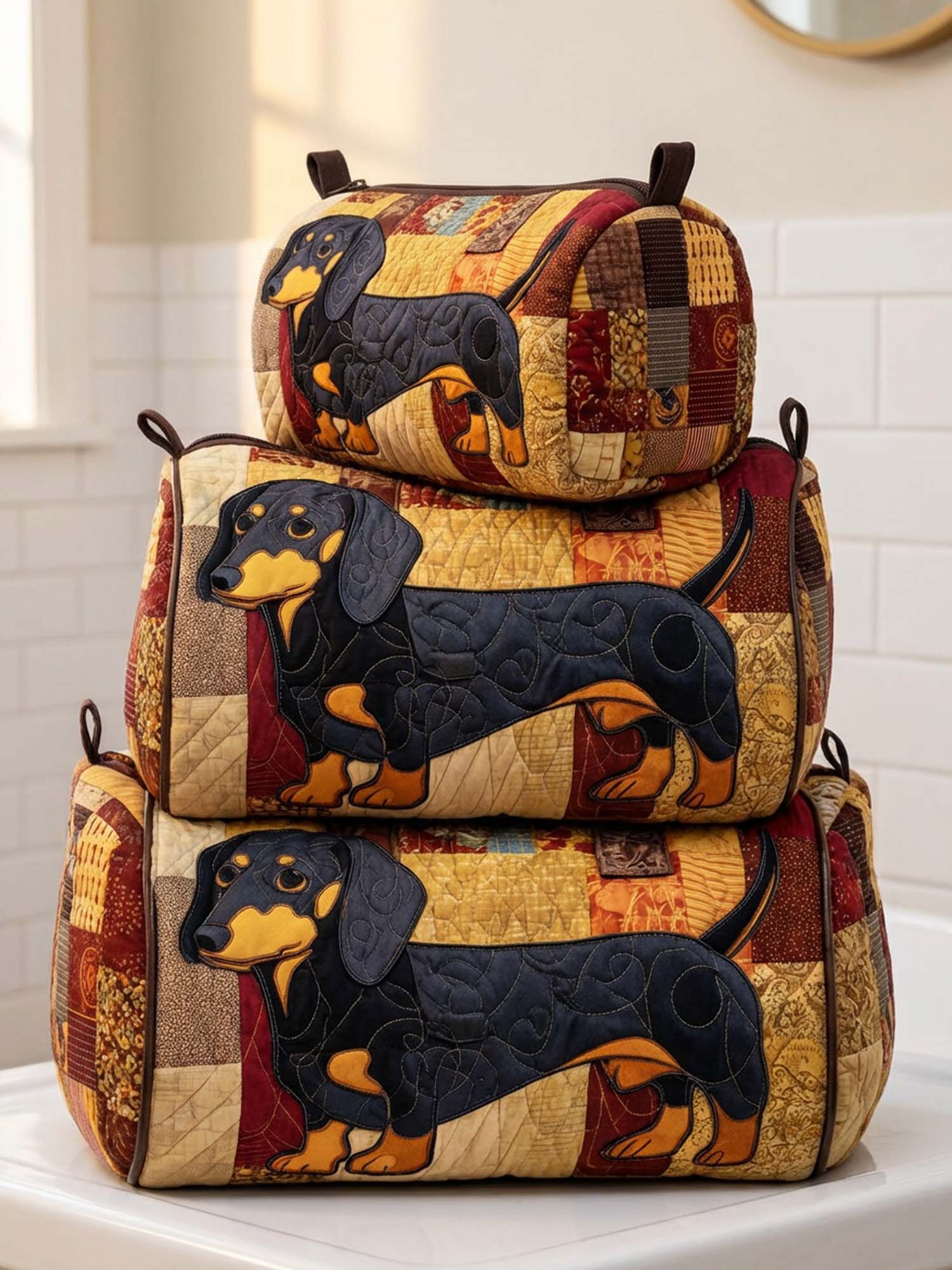 Dachshund Dog Cotton Quilted Cosmetic Bag