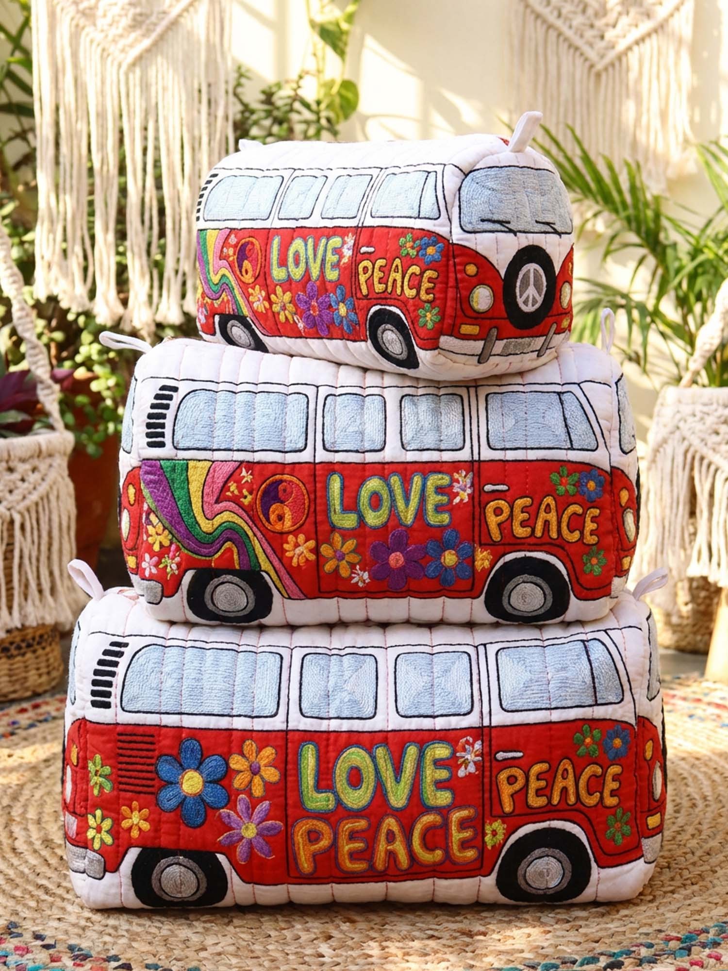 Hippie LOVE Cotton Quilted Cosmetic Bag