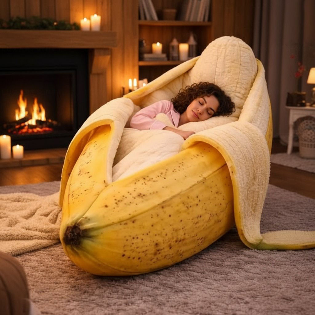 Playful Oversized Fruits Character Warm Fleece Wearable Sleeping Bag
