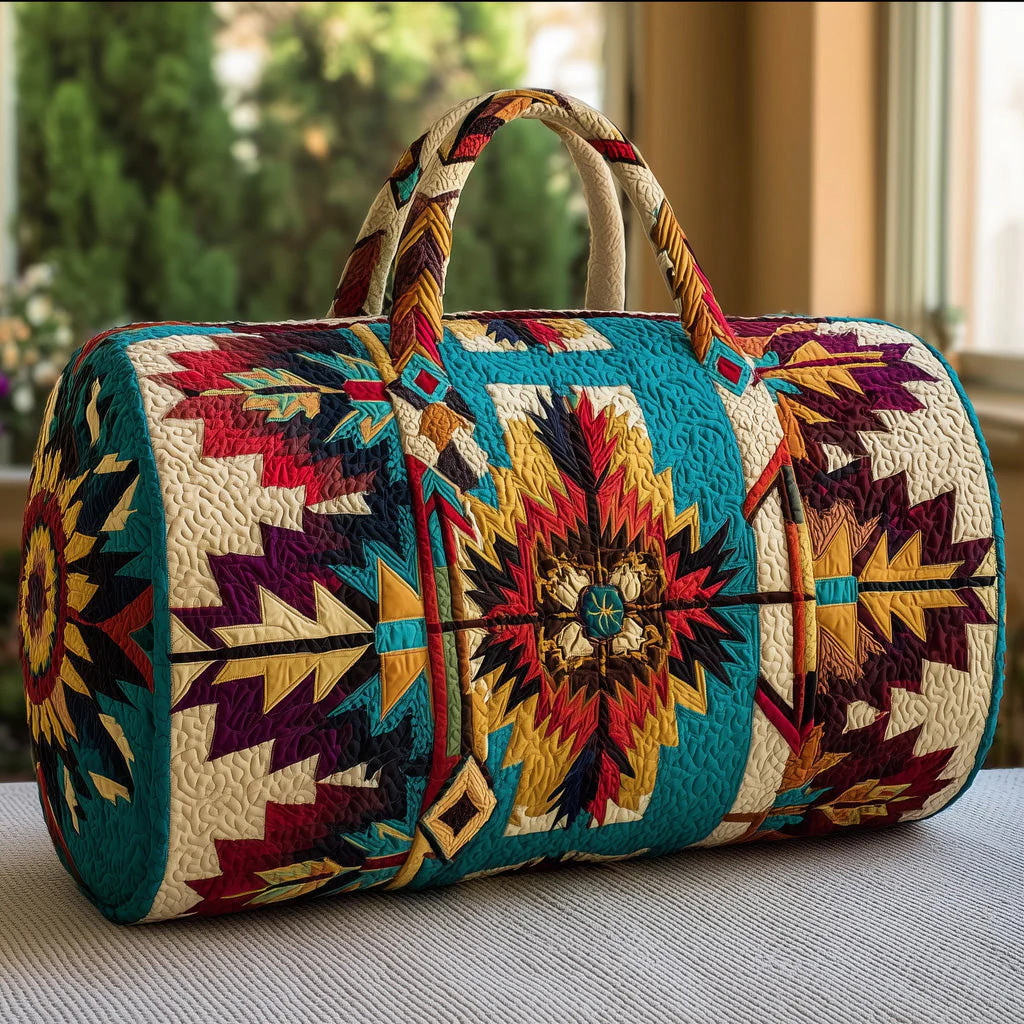 Ethnic Southwestern Style Large Capacity Quilted Fabric Travel Bag