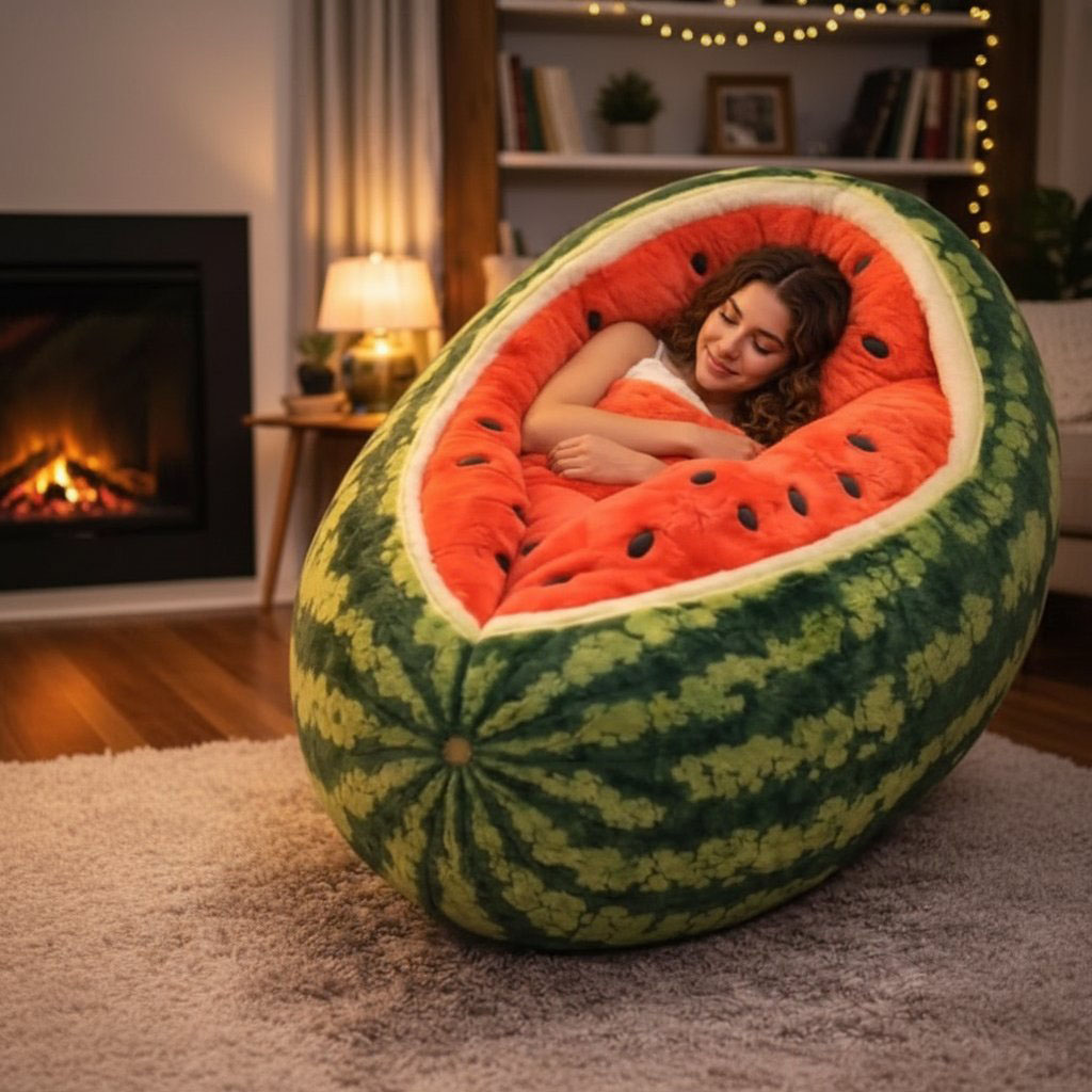 Playful Oversized Fruits Character Warm Fleece Wearable Sleeping Bag