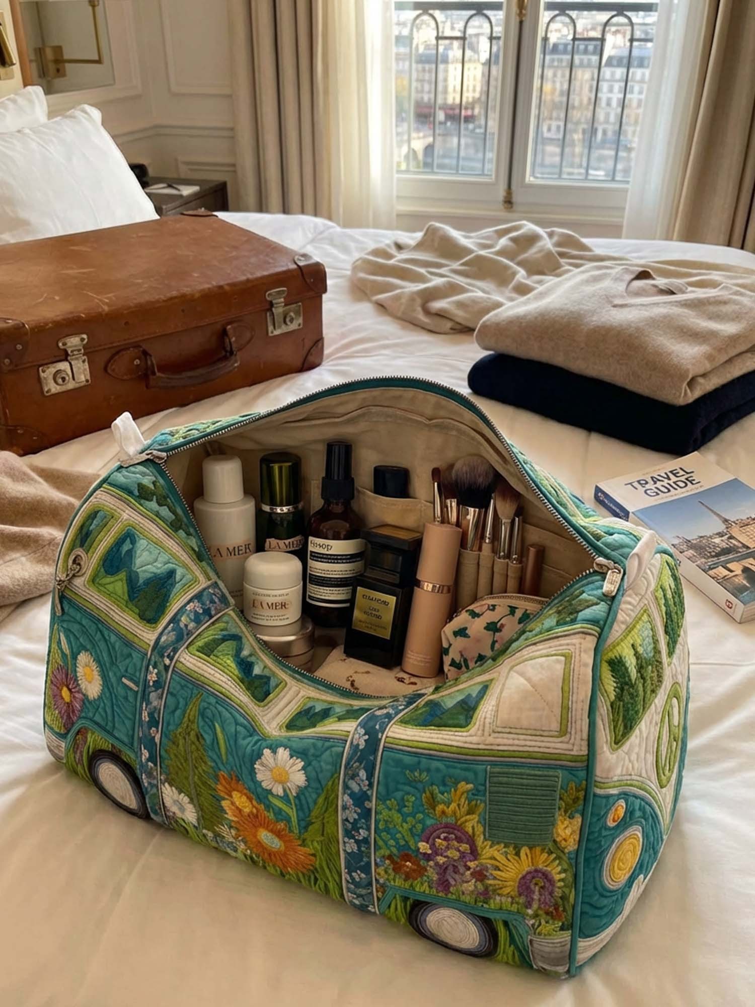 Hippie Van Cotton Quilted Cosmetic Bag