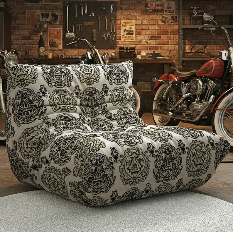 Vintage Floral Pattern Soft Upholstered Lazy Floor Bean Bag Chair