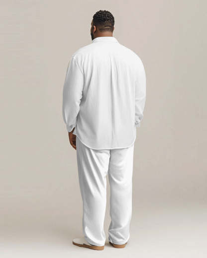 Men's Plus Size Simple Geometric Stripes Long Sleeve Shirt Trousers Suit