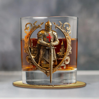 Medieval Knight Templar Personalized Whiskey Decanter and Glass Set