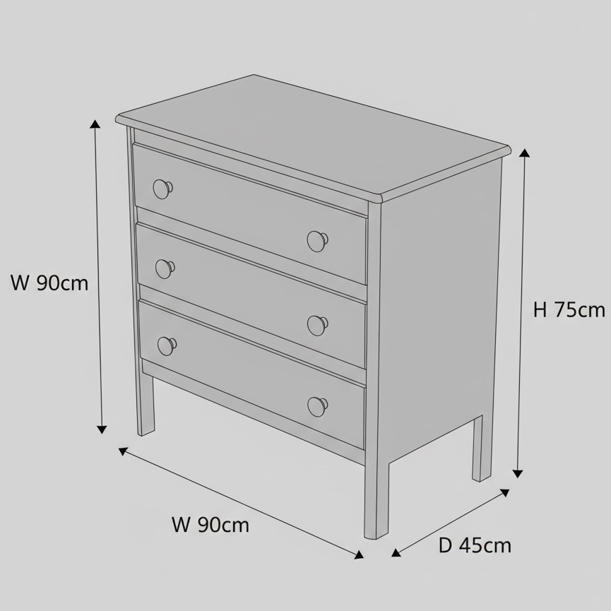 Tribal Art Hand-Painted Geometric Pattern Black 3-Drawer Storage Locker