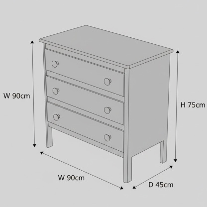 Tribal Art Hand-Painted Geometric Pattern Black 3-Drawer Storage Locker