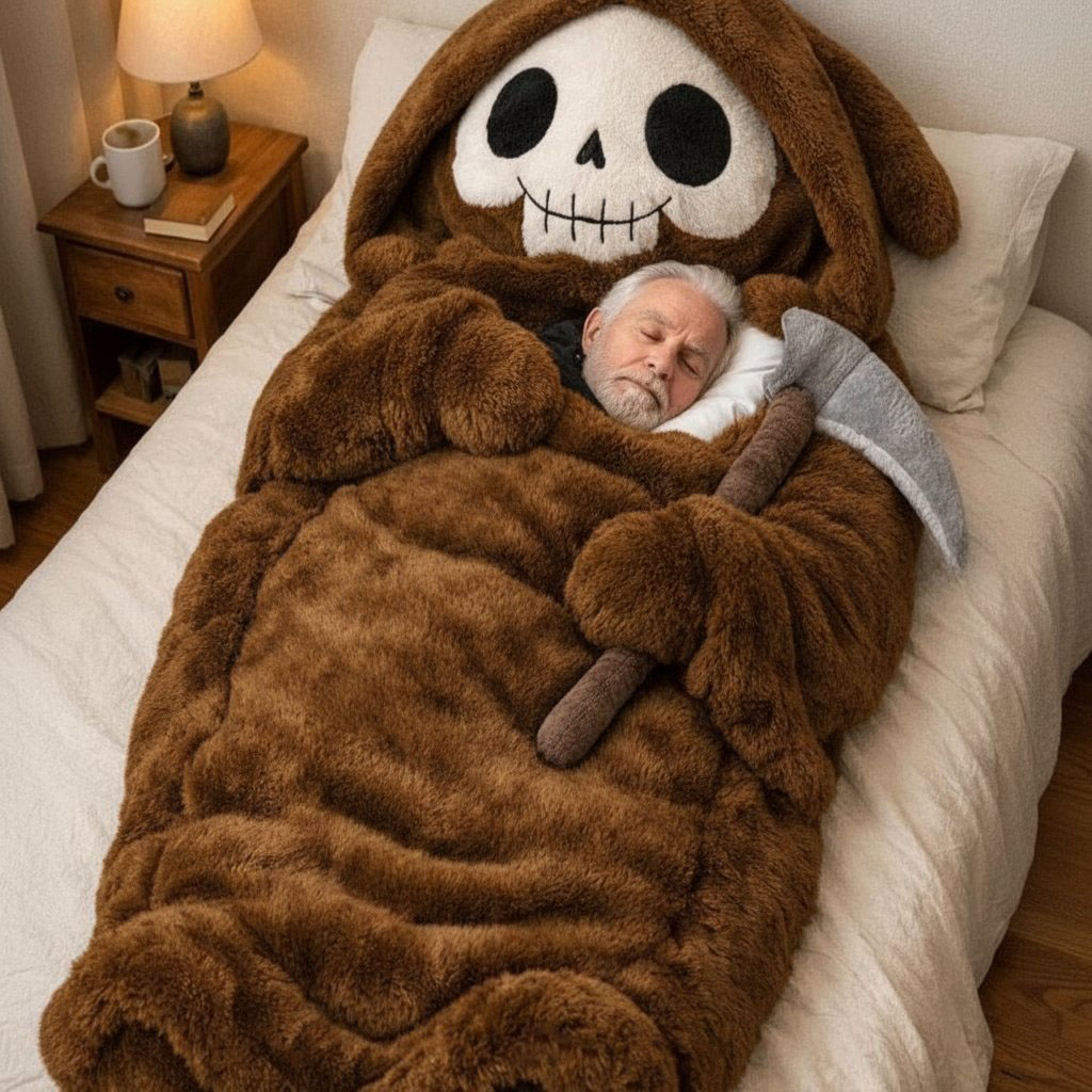 Playful Oversized Death Character Warm Fleece Wearable Sleeping Bag