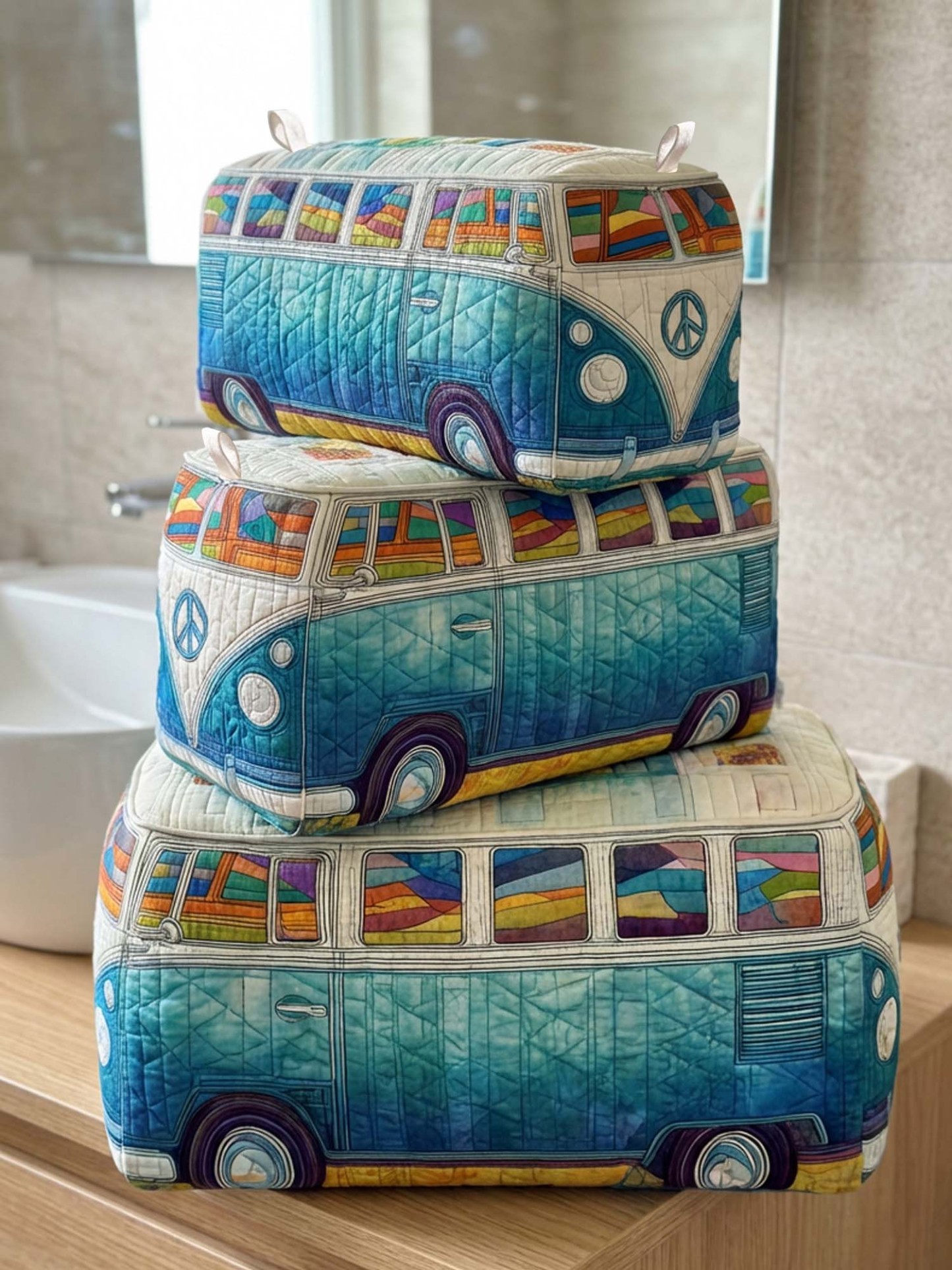 Hippie Van Cotton Quilted Cosmetic Bag