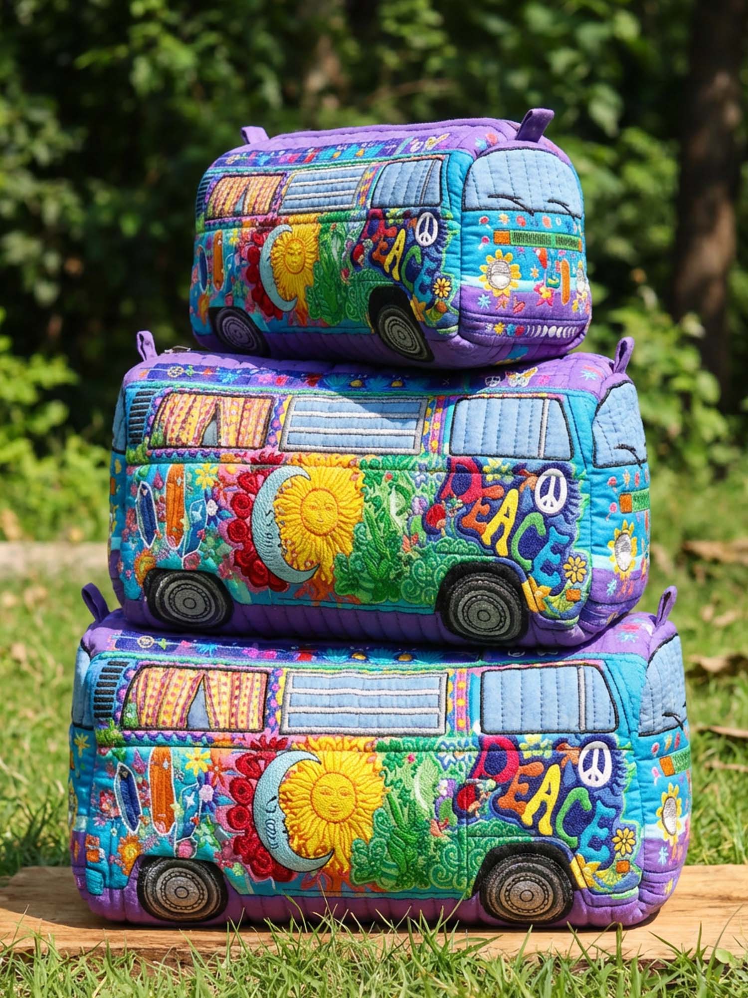 Hippie LOVE Rainbow Cotton Quilted Cosmetic Bag