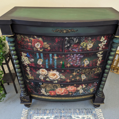 Victorian Gothic Botanical Mixed Media Artistic Dark Wood Locker