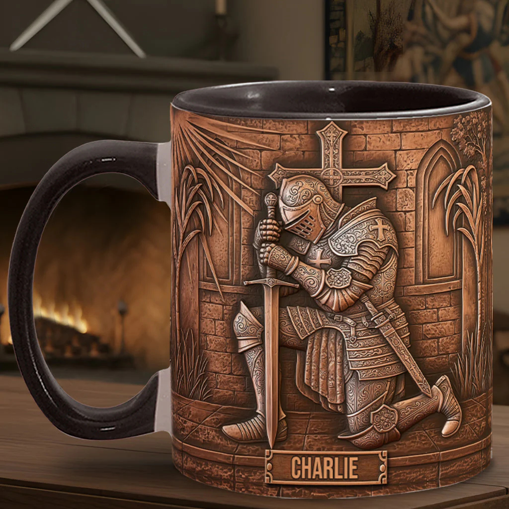 Medieval Retro 3D Knight Embossed Personalized Ceramic Coffee Mug