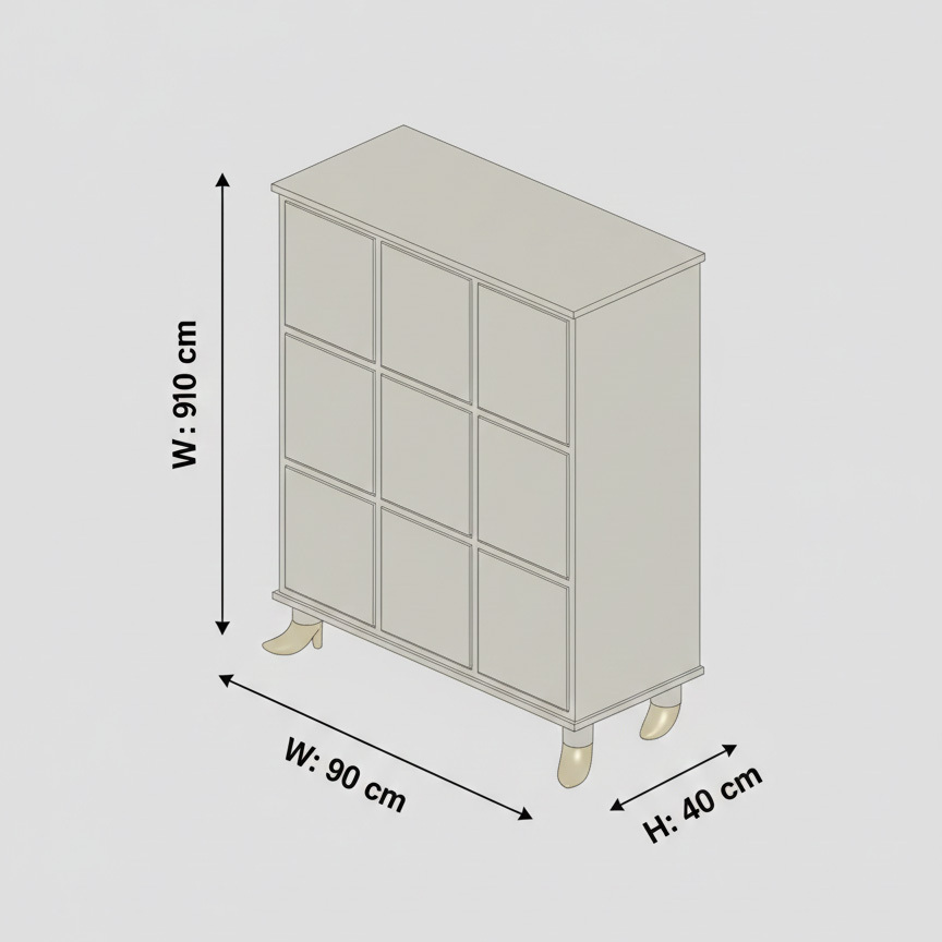 Eclectic Artistic Multi-Pattern Nine-Drawer Decorative Storage Accent Locker