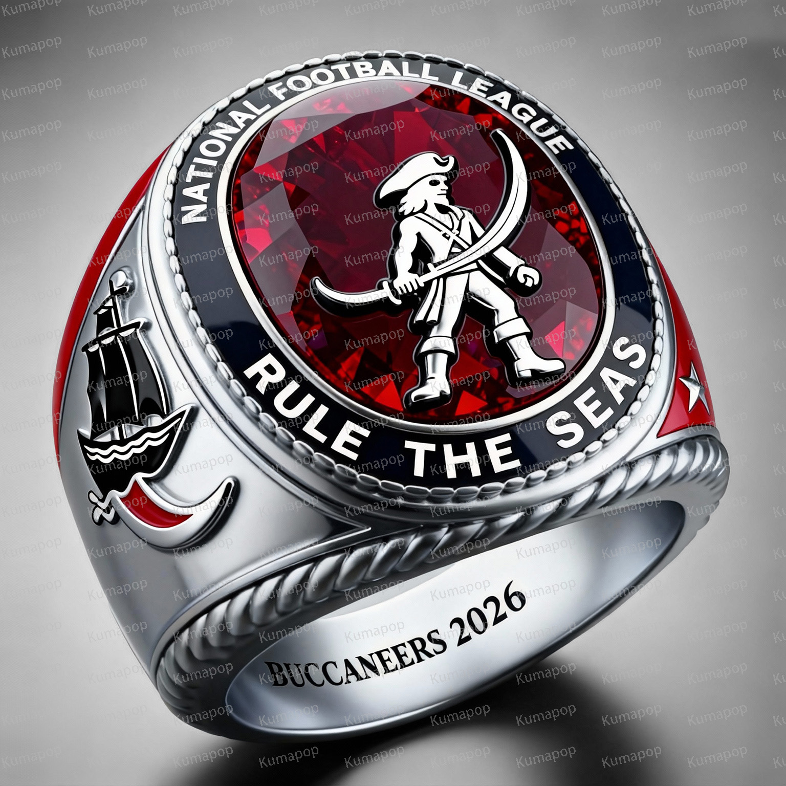 TB BLOOD-RUSH Buccaneers Exclusive Custom Luxury Ring