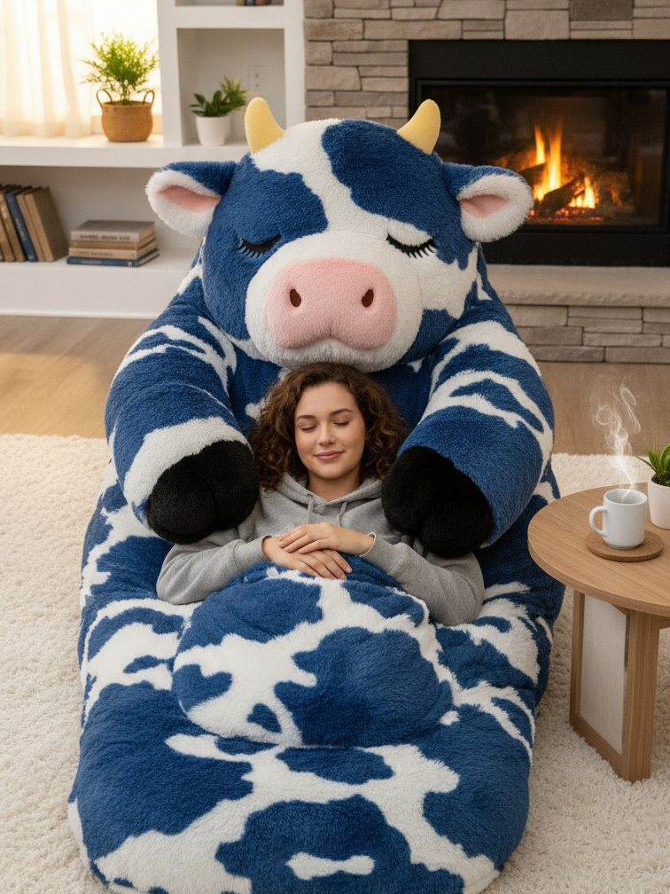 Playful Oversized Animal Character Warm Fleece Wearable Sleeping Bag