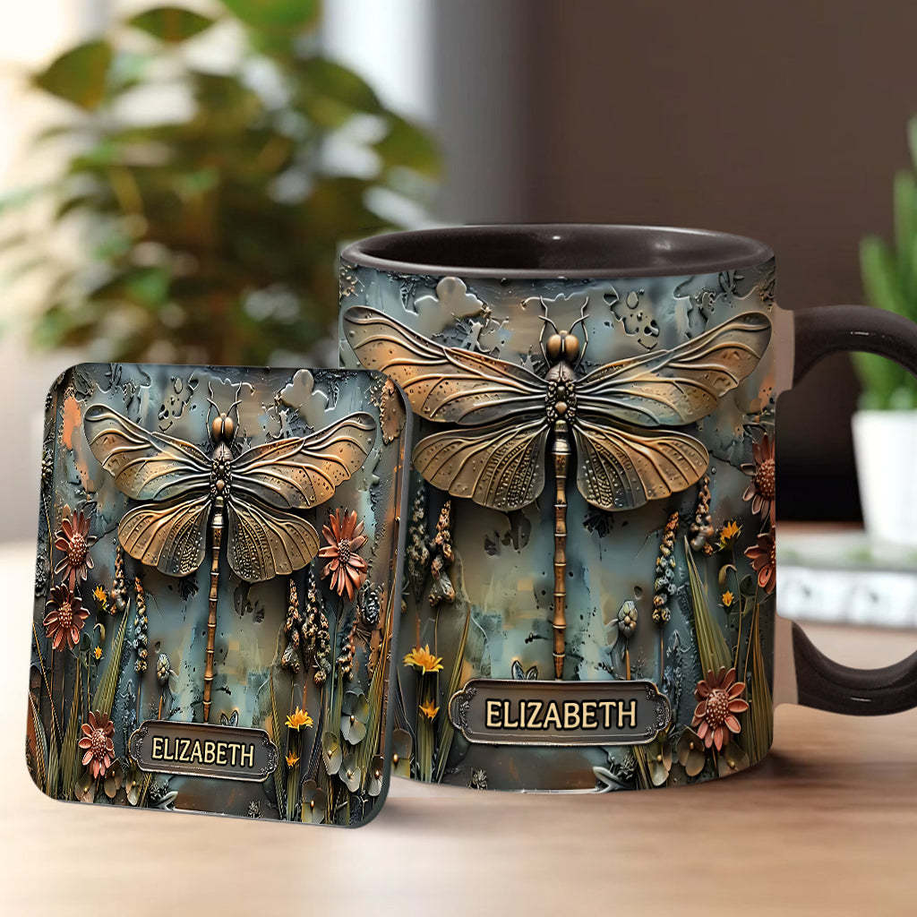 Vintage 3D Steampunk Dragonfly Ceramic Coffee Mug