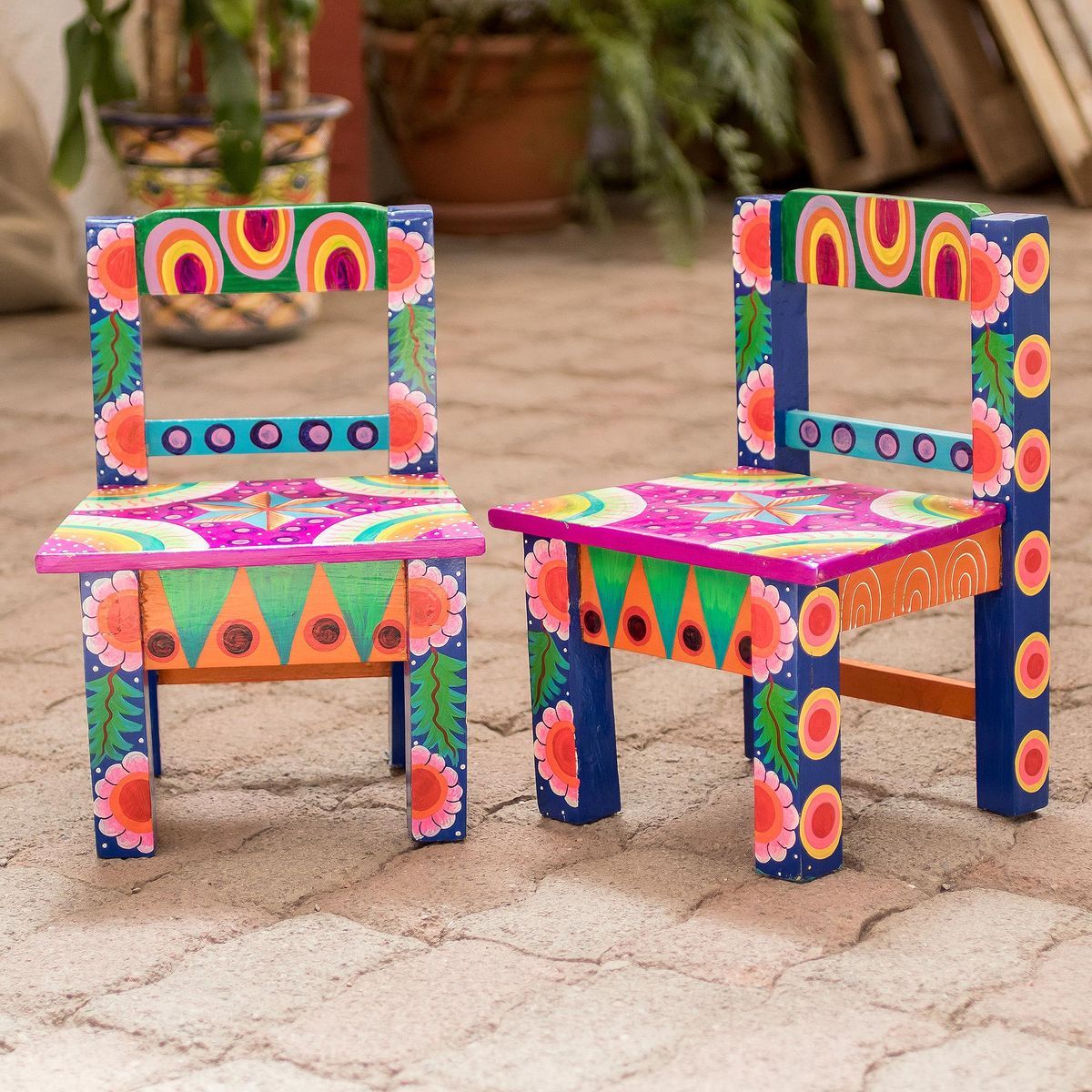 Hippie colorful Bohemian style circular garden pattern decorative armchair