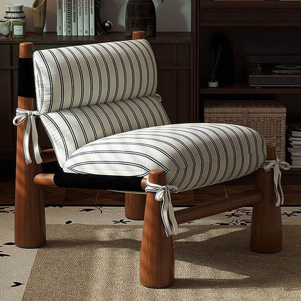 Bohemian Kilim Pattern Solid Wood Upholstered Accent Lounge Chair