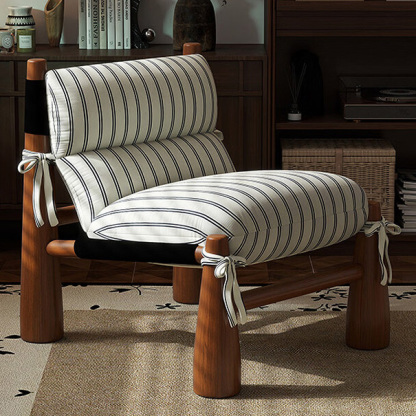 Bohemian Kilim Pattern Solid Wood Upholstered Accent Lounge Chair