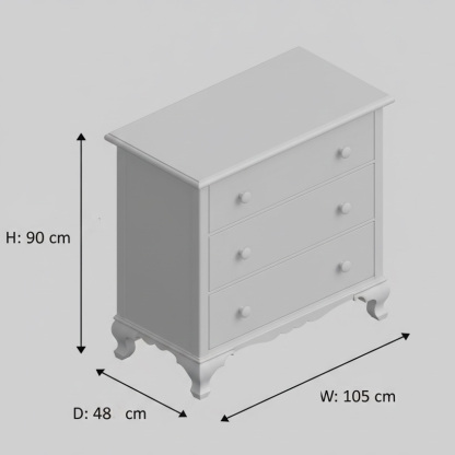 Bohemian Hand-Painted Floral Pink Wood Three Drawer Storage Locker