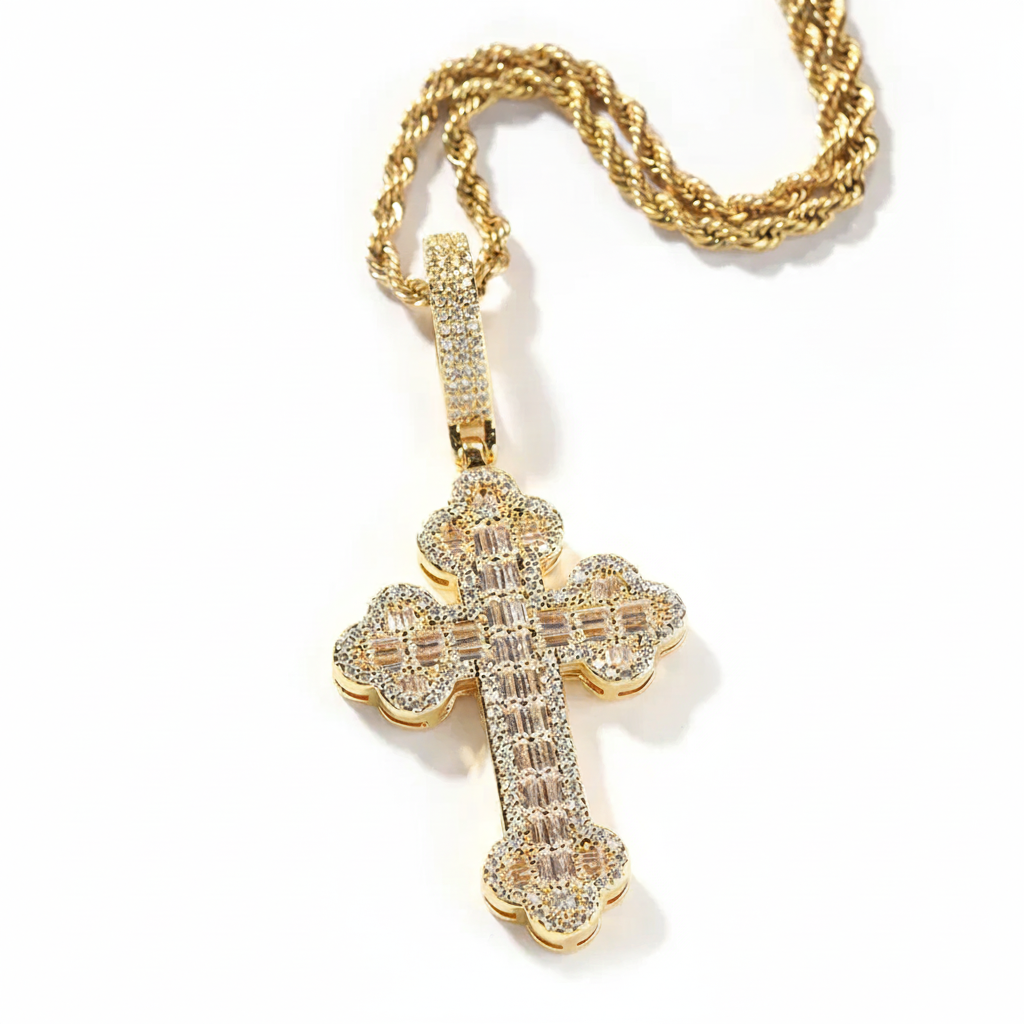Cross-Border New Product Large Cloud Cross Pendant Hiphop Hip-Hop Rap Diamond Personalized Versatile Trendy Men'S Necklace