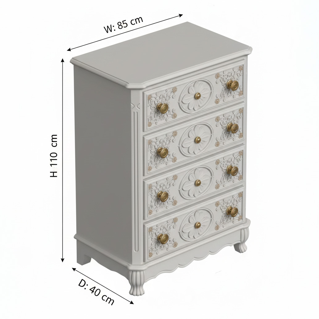 Victorian Elegant Lavender Ombre Floral Carved Wooden Storage Locker