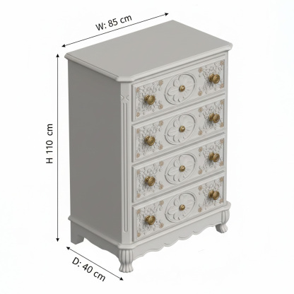 Victorian Elegant Lavender Ombre Floral Carved Wooden Storage Locker