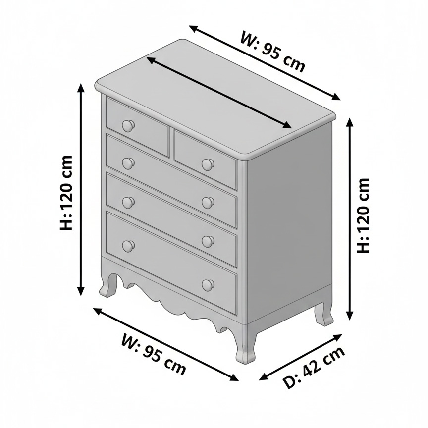 Bohemian Hand-Painted Floral Wooden Four Drawer Storage Locker