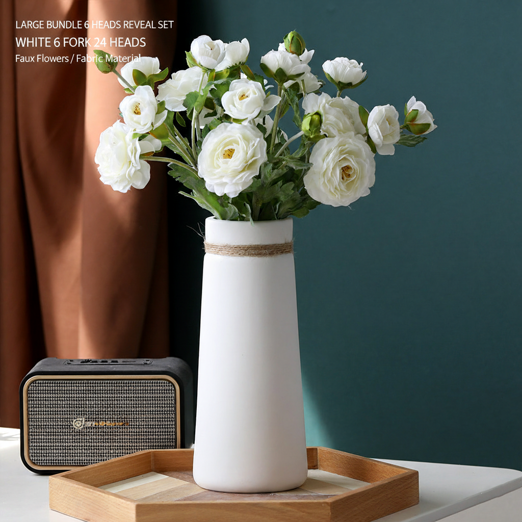 Minimalist Matte White Ceramic Flower Arrangement Home Decor Tall Vase