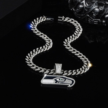 Hip Hop Iced Out Seattle Football Eagle Pendant Cuban Necklace