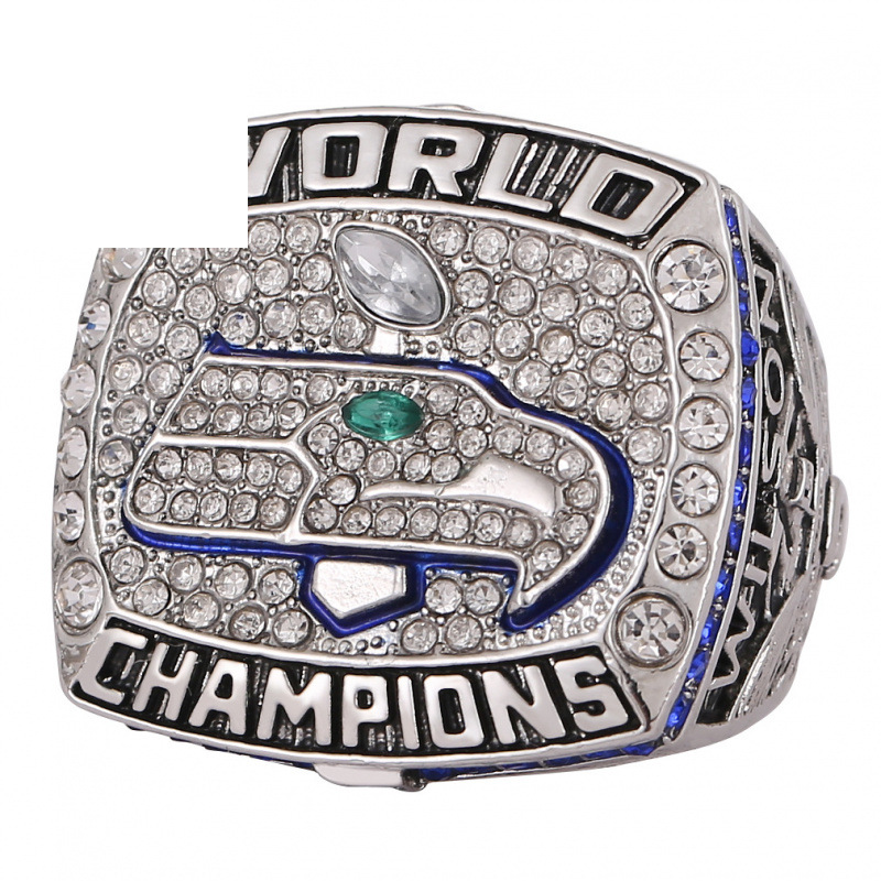 Diamond Studded Seahawks Style World Champion Player Ring