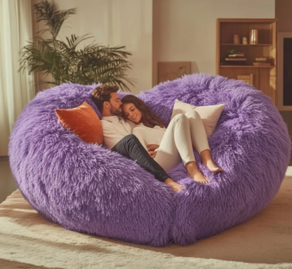 Heart-Shaped Oversized Plush Bean Bag Sofa – Ultra-Soft Faux Fur Cuddle Lounge Chair for Couples, Adults & Kids (Multi-Color)