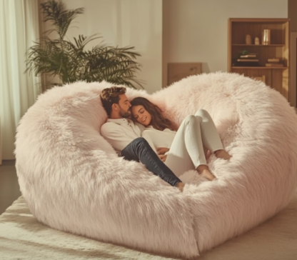 Heart-Shaped Oversized Plush Bean Bag Sofa – Ultra-Soft Faux Fur Cuddle Lounge Chair for Couples, Adults & Kids (Multi-Color)