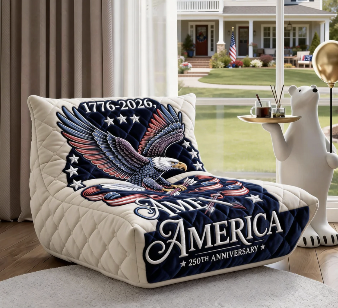 Patriotic Quilted American Eagle Anniversary Theme Blue Fabric Locker