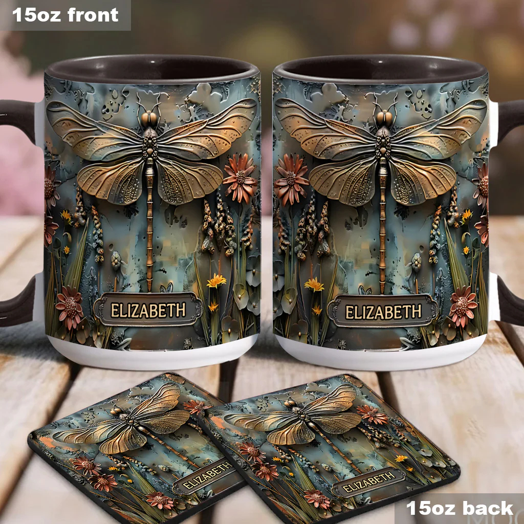 Vintage 3D Steampunk Dragonfly Ceramic Coffee Mug