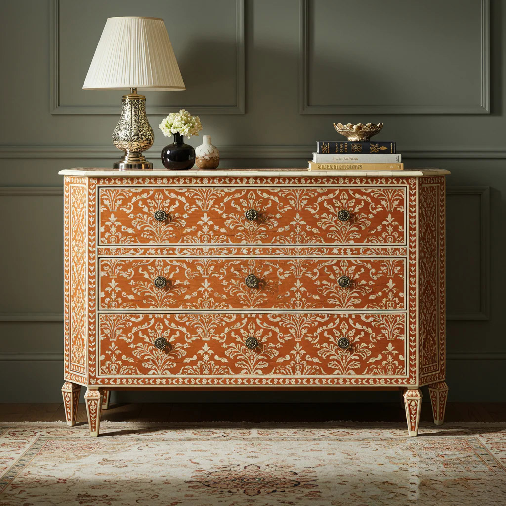 Handcrafted Ornate Wooden Chest of Drawers | Luxury Handmade Dresser