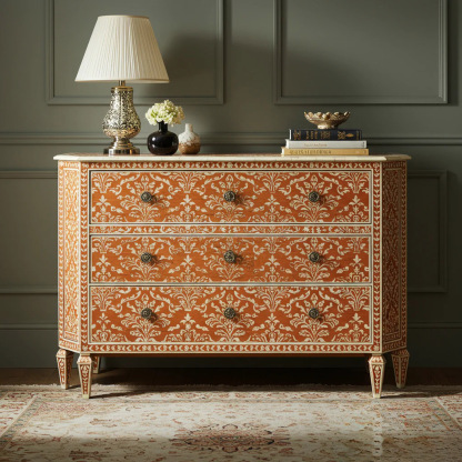 Handcrafted Ornate Wooden Chest of Drawers | Luxury Handmade Dresser