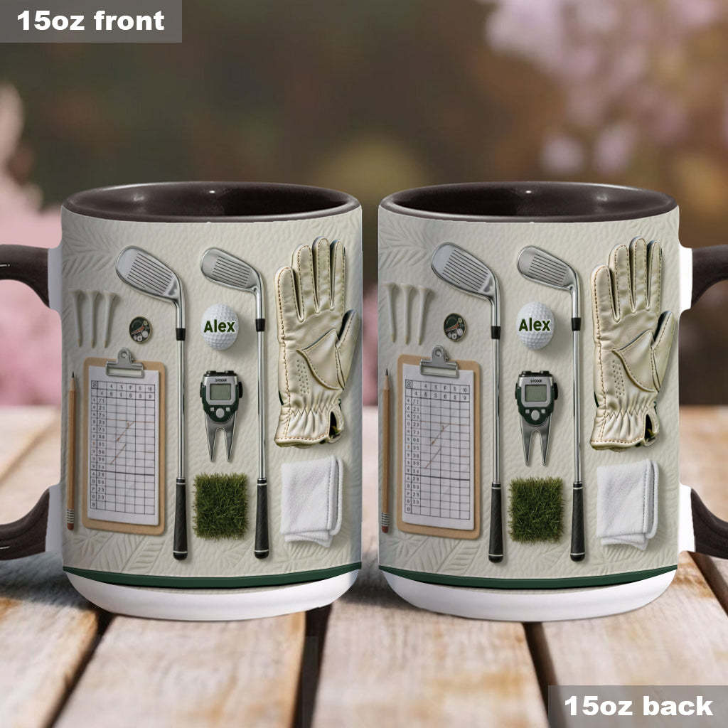 Sporty Realistic Golf Equipment Pattern Personalized Ceramic Coffee Mug
