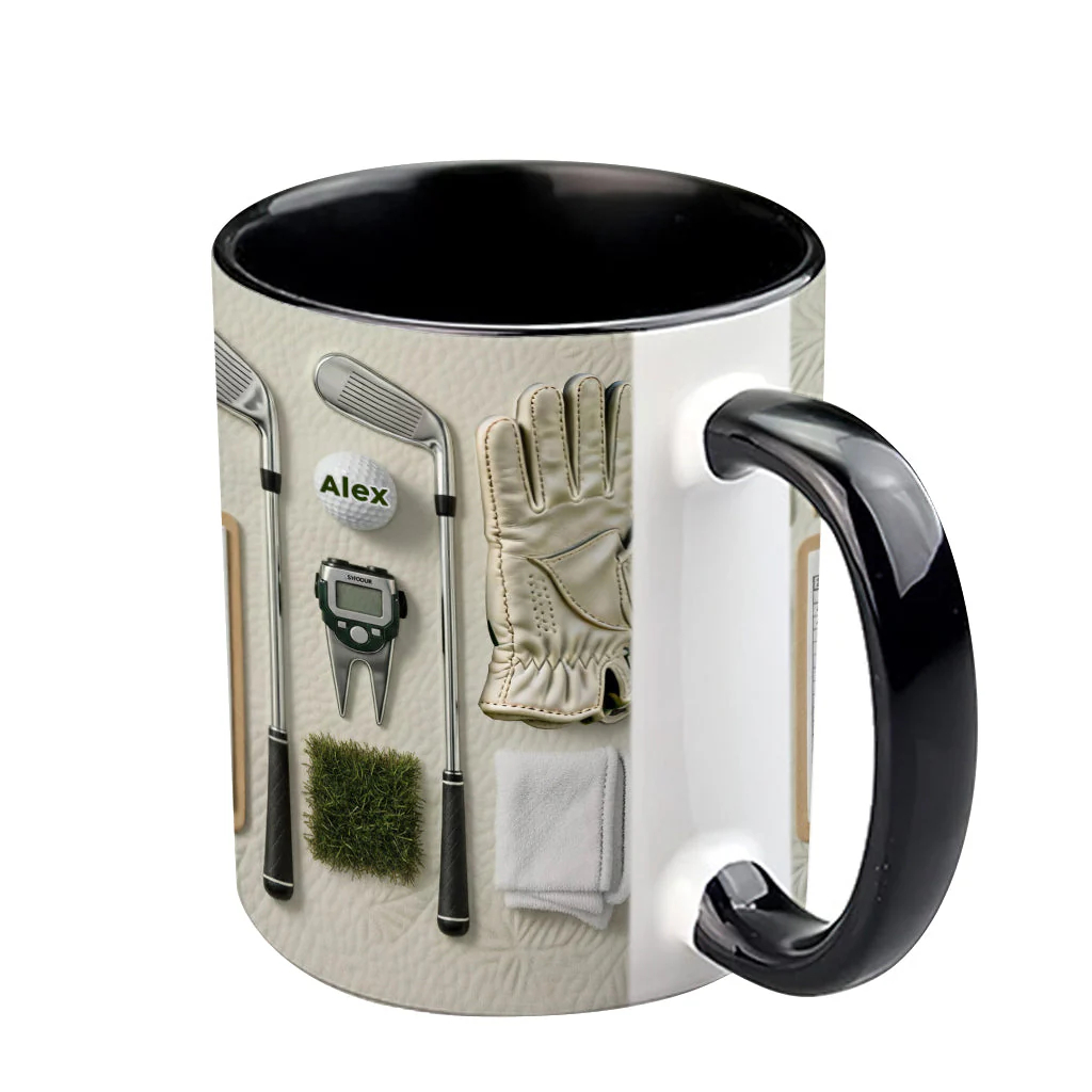Sporty Realistic Golf Equipment Pattern Personalized Ceramic Coffee Mug